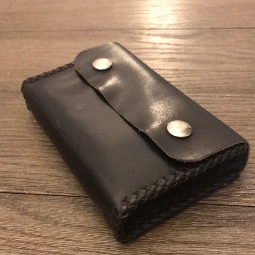 Vintage leather belt pouch Black excellent unused condition